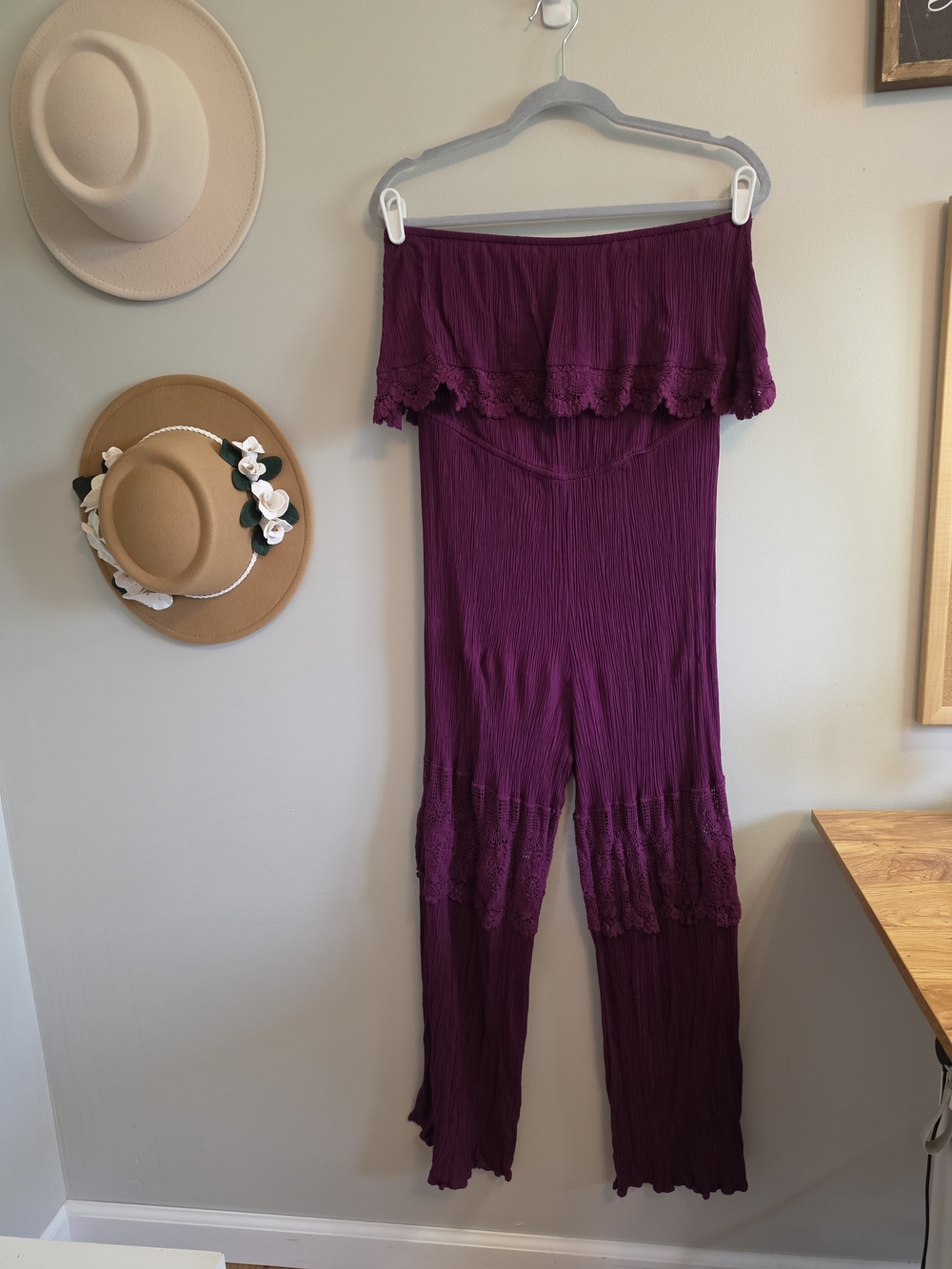 Strapless Women's Jumpsuit in Plum